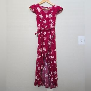 Epic Threads Girls Floral Summer Spring Red Wrap Midi Dress Size L